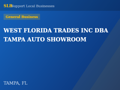 WEST FLORIDA TRADES INC DBA TAMPA AUTO SHOWROOM — General Business in TAMPA, FL