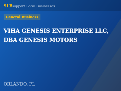 VIHA GENESIS ENTERPRISE LLC, DBA GENESIS MOTORS — General Business in ORLANDO, FL