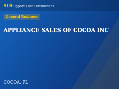 APPLIANCE SALES OF COCOA INC — General Business in COCOA, FL