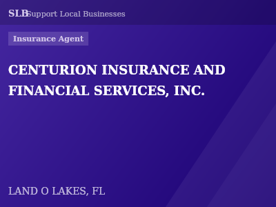 CENTURION INSURANCE AND FINANCIAL SERVICES, INC. — Insurance Agent in LAND O LAKES, FL