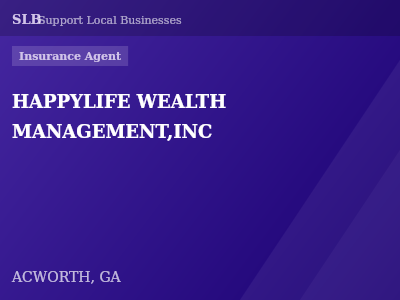 HAPPYLIFE WEALTH MANAGEMENT,INC — Insurance Agent in ACWORTH, GA