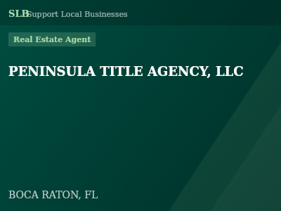 PENINSULA TITLE AGENCY, LLC — Real Estate Agent in BOCA RATON, FL