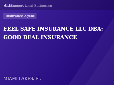 FEEL SAFE INSURANCE LLC DBA: GOOD DEAL INSURANCE — Insurance Agent in MIAMI LAKES, FL