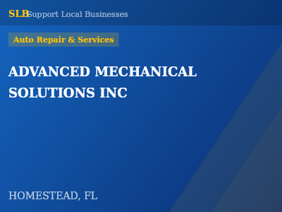 ADVANCED MECHANICAL SOLUTIONS INC — Auto Repair & Services in HOMESTEAD, FL