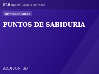 PUNTOS DE SABIDURIA — Insurance Agent in ADDISON, SD