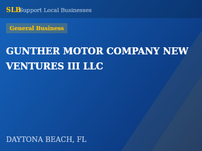 GUNTHER MOTOR COMPANY NEW VENTURES III LLC — General Business in DAYTONA BEACH, FL