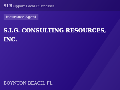 S.I.G. CONSULTING RESOURCES, INC. — Insurance Agent in BOYNTON BEACH, FL