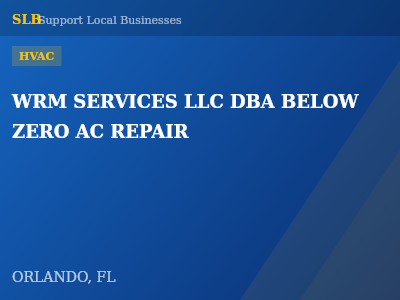 WRM SERVICES LLC DBA BELOW ZERO AC REPAIR — HVAC in ORLANDO, FL