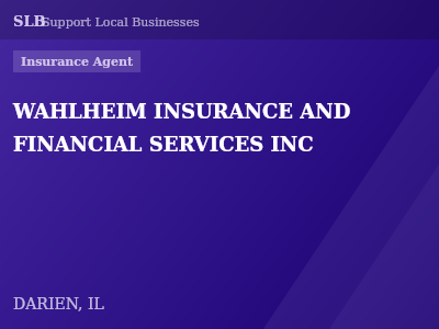 WAHLHEIM INSURANCE AND FINANCIAL SERVICES INC — Insurance Agent in DARIEN, IL