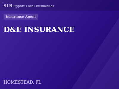D&E INSURANCE — Insurance Agent in HOMESTEAD, FL