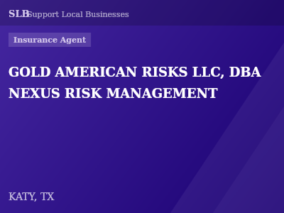GOLD AMERICAN RISKS LLC, DBA NEXUS RISK MANAGEMENT — Insurance Agent in KATY, TX