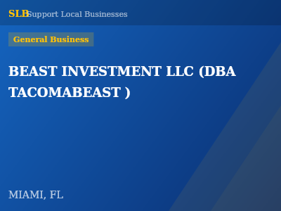 BEAST INVESTMENT LLC (DBA TACOMABEAST ) — General Business in MIAMI, FL