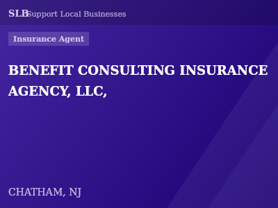 BENEFIT CONSULTING INSURANCE AGENCY, LLC, — Insurance Agent in CHATHAM, NJ