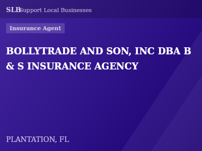 BOLLYTRADE AND SON, INC DBA B & S INSURANCE AGENCY — Insurance Agent in PLANTATION, FL