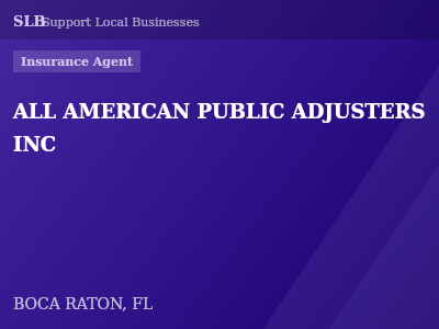 ALL AMERICAN PUBLIC ADJUSTERS INC — Insurance Agent in BOCA RATON, FL