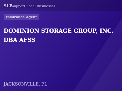 DOMINION STORAGE GROUP, INC. DBA AFSS — Insurance Agent in JACKSONVILLE, FL