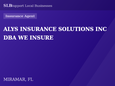 ALYS INSURANCE SOLUTIONS INC DBA WE INSURE — Insurance Agent in MIRAMAR, FL