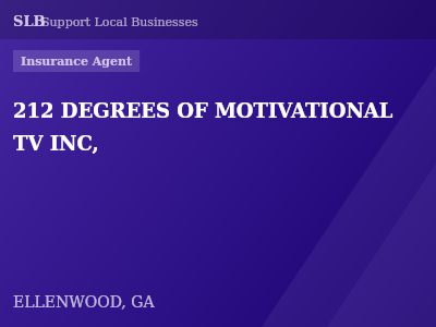 212 DEGREES OF MOTIVATIONAL TV INC, — Insurance Agent in ELLENWOOD, GA