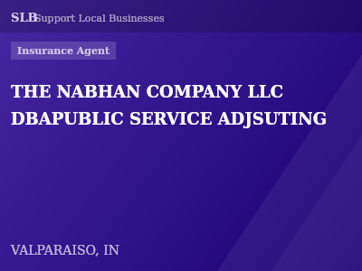 THE NABHAN COMPANY LLC DBAPUBLIC SERVICE ADJSUTING — Insurance Agent in VALPARAISO, IN