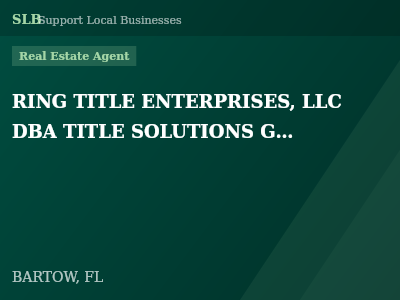 RING TITLE ENTERPRISES, LLC DBA TITLE SOLUTIONS GROUP — Real Estate Agent in BARTOW, FL