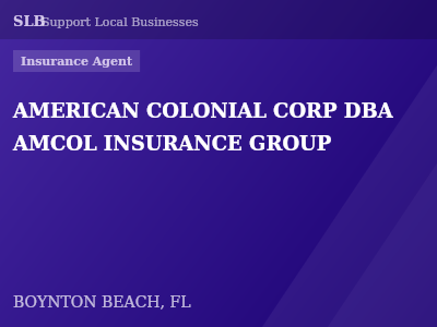 AMERICAN COLONIAL CORP DBA AMCOL INSURANCE GROUP — Insurance Agent in BOYNTON BEACH, FL