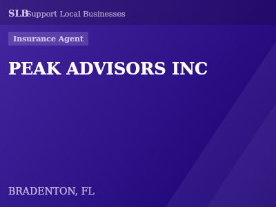 PEAK ADVISORS INC — Insurance Agent in BRADENTON, FL