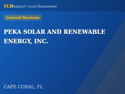PEKA SOLAR AND RENEWABLE ENERGY, INC. — General Business in CAPE CORAL, FL