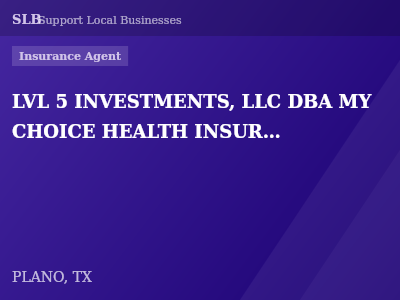 LVL 5 INVESTMENTS, LLC DBA MY CHOICE HEALTH INSURANCE — Insurance Agent in PLANO, TX