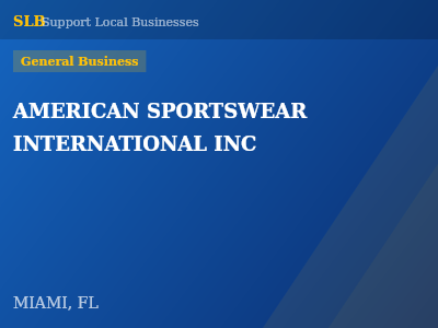 AMERICAN SPORTSWEAR INTERNATIONAL INC — General Business in MIAMI, FL