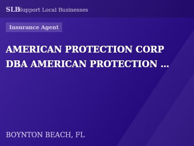 AMERICAN PROTECTION CORP DBA AMERICAN PROTECTION INSURANCE CORP — Insurance Agent in BOYNTON BEACH, FL