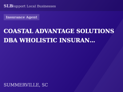 COASTAL ADVANTAGE SOLUTIONS DBA WHOLISTIC INSURANCE SOLUTIONS — Insurance Agent in SUMMERVILLE, SC