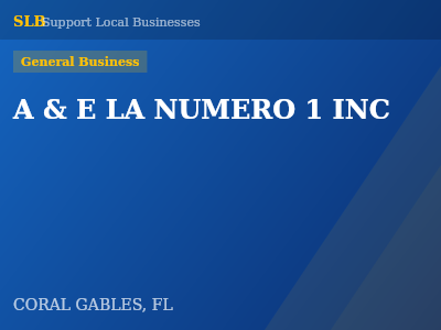 A & E LA NUMERO 1 INC — General Business in CORAL GABLES, FL