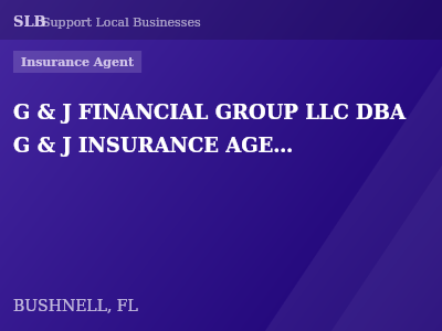 G & J FINANCIAL GROUP LLC DBA G & J INSURANCE AGENCY — Insurance Agent in BUSHNELL, FL