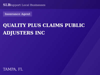 QUALITY PLUS CLAIMS PUBLIC ADJUSTERS INC — Insurance Agent in TAMPA, FL