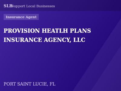 PROVISION HEATLH PLANS INSURANCE AGENCY, LLC — Insurance Agent in PORT SAINT LUCIE, FL