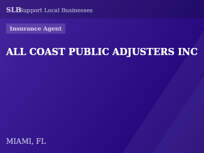 ALL COAST PUBLIC ADJUSTERS INC — Insurance Agent in MIAMI, FL