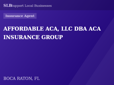 AFFORDABLE ACA, LLC DBA ACA INSURANCE GROUP — Insurance Agent in BOCA RATON, FL