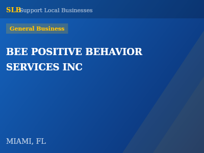 BEE POSITIVE BEHAVIOR SERVICES INC — General Business in MIAMI, FL