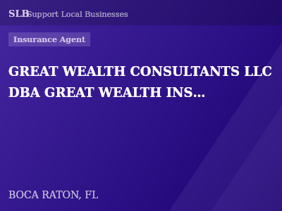 GREAT WEALTH CONSULTANTS LLC DBA GREAT WEALTH INSURANCE — Insurance Agent in BOCA RATON, FL