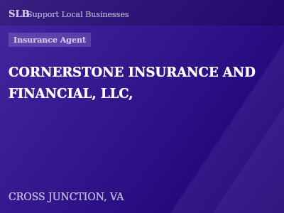 CORNERSTONE INSURANCE AND FINANCIAL, LLC, — Insurance Agent in CROSS JUNCTION, VA