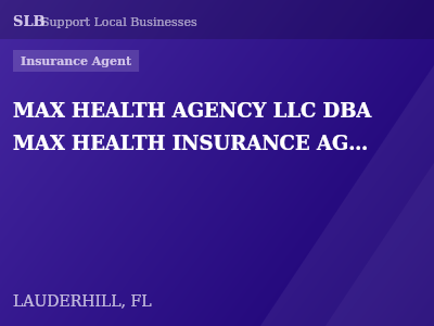 MAX HEALTH AGENCY LLC DBA MAX HEALTH INSURANCE AGENCY, — Insurance Agent in LAUDERHILL, FL