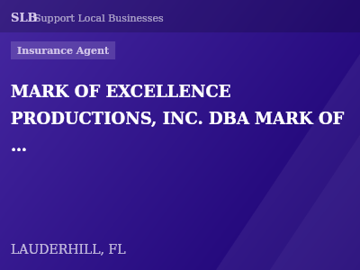 MARK OF EXCELLENCE PRODUCTIONS, INC. DBA MARK OF EXCELLENCE INSURANCE, INC. — Insurance Agent in LAUDERHILL, FL