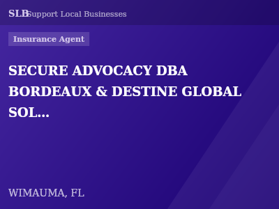 SECURE ADVOCACY DBA BORDEAUX & DESTINE GLOBAL SOLUTIONS LLC — Insurance Agent in WIMAUMA, FL