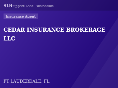 CEDAR INSURANCE BROKERAGE LLC — Insurance Agent in FT LAUDERDALE, FL