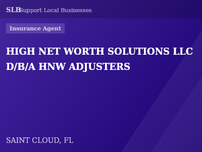 HIGH NET WORTH SOLUTIONS LLC D/B/A HNW ADJUSTERS — Insurance Agent in SAINT CLOUD, FL