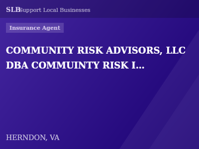COMMUNITY RISK ADVISORS, LLC DBA COMMUINTY RISK INSURANCE BROKERS — Insurance Agent in HERNDON, VA