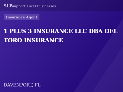 1 PLUS 3 INSURANCE LLC DBA DEL TORO INSURANCE — Insurance Agent in DAVENPORT, FL