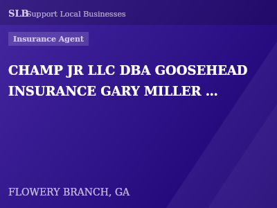 CHAMP JR LLC DBA GOOSEHEAD INSURANCE GARY MILLER JR AGENCY, — Insurance Agent in FLOWERY BRANCH, GA