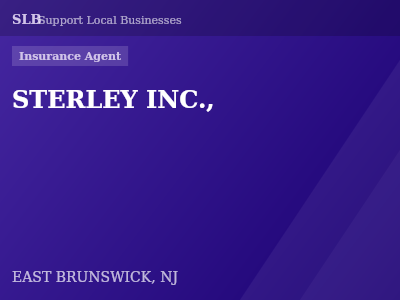 STERLEY INC., — Insurance Agent in EAST BRUNSWICK, NJ