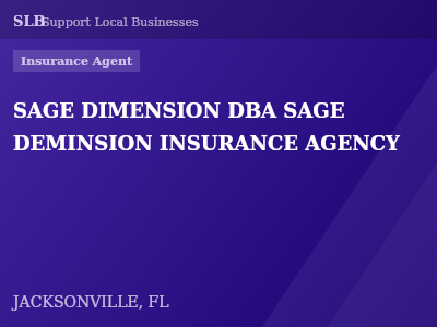 SAGE DIMENSION DBA SAGE DEMINSION INSURANCE AGENCY — Insurance Agent in JACKSONVILLE, FL